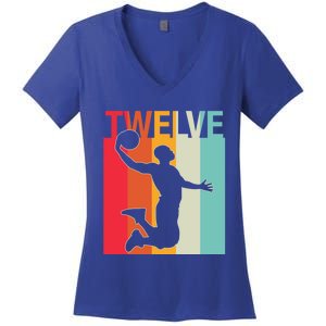 12th Birthday Basketball Two Year Old Birthday Gift Women's V-Neck T-Shirt