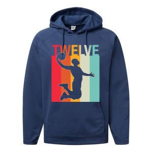 12th Birthday Basketball Two Year Old Birthday Gift Performance Fleece Hoodie