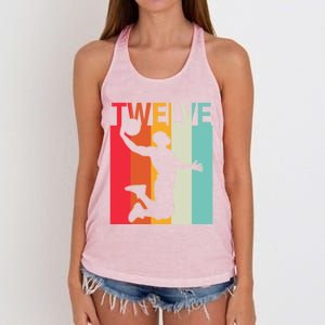 12th Birthday Basketball Two Year Old Birthday Gift Women's Knotted Racerback Tank