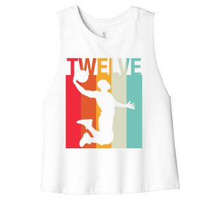 12th Birthday Basketball Two Year Old Birthday Gift Women's Racerback Cropped Tank