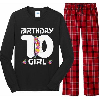 10th Birthday Basketball Ten 10 Year Old Long Sleeve Pajama Set