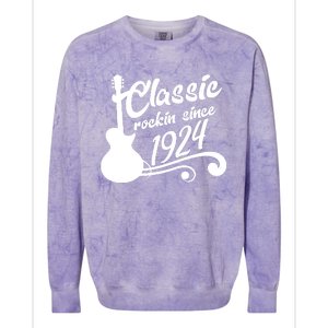 100th Birthday Classic Rockin Since 1924 Colorblast Crewneck Sweatshirt