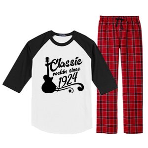 100th Birthday Classic Rockin Since 1924 Raglan Sleeve Pajama Set