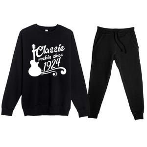 100th Birthday Classic Rockin Since 1924 Premium Crewneck Sweatsuit Set