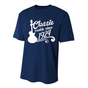 100th Birthday Classic Rockin Since 1924 Performance Sprint T-Shirt