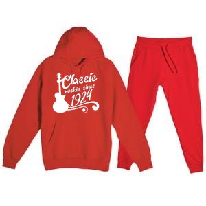 100th Birthday Classic Rockin Since 1924 Premium Hooded Sweatsuit Set