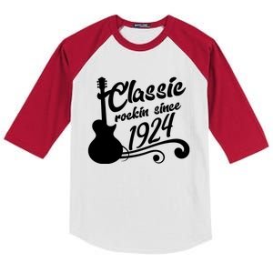 100th Birthday Classic Rockin Since 1924 Kids Colorblock Raglan Jersey