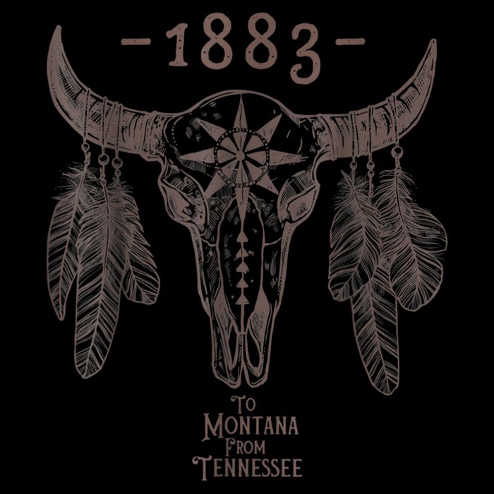 1883 Boho Cow Skull Cute Country Western Yellow Stone Tall T-Shirt