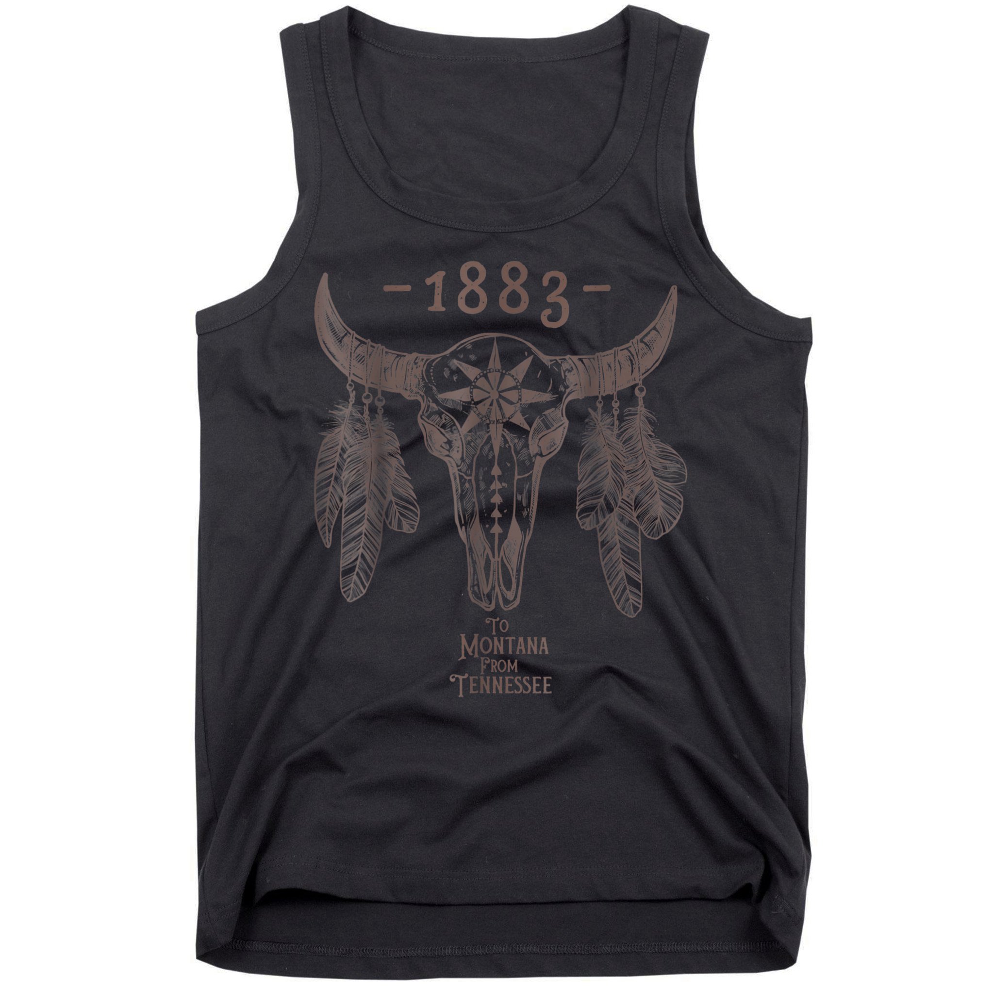 1883 Boho Cow Skull Cute Country Western Yellow Stone Tank Top