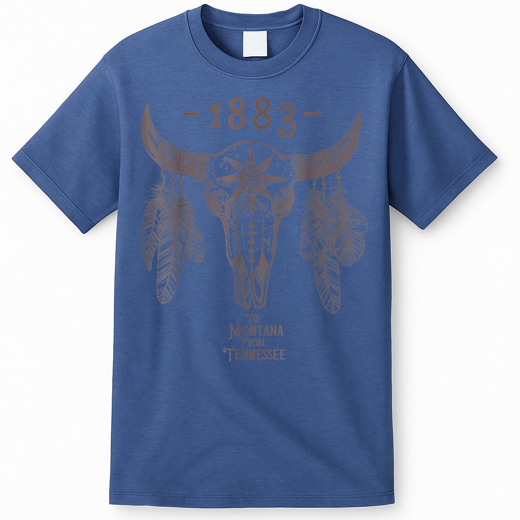 1883 Boho Cow Skull Cute Country Western Yellow Stone T-Shirt