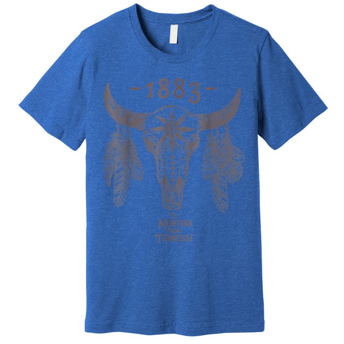 1883 Boho Cow Skull Cute Country Western Yellow Stone Premium T-Shirt