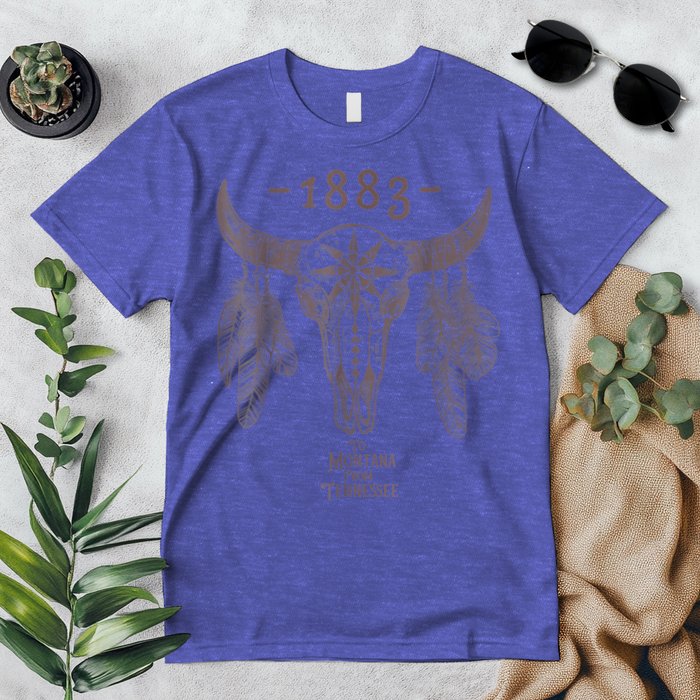 1883 Boho Cow Skull Cute Country Western Yellow Stone Premium T-Shirt