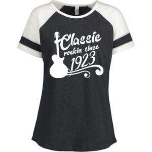 100th Birthday Classic Rockin Since 1923 Enza Ladies Jersey Colorblock Tee