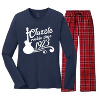 100th Birthday Classic Rockin Since 1923 Women's Long Sleeve Flannel Pajama Set 