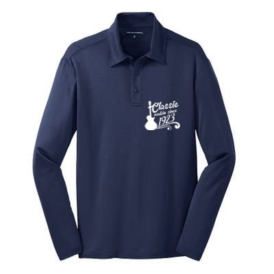 100th Birthday Classic Rockin Since 1923 Silk Touch Performance Long Sleeve Polo