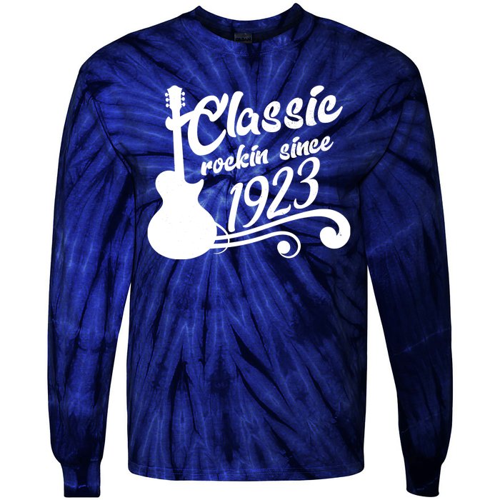 100th Birthday Classic Rockin Since 1923 Tie-Dye Long Sleeve Shirt