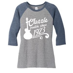 100th Birthday Classic Rockin Since 1923 Women's Tri-Blend 3/4-Sleeve Raglan Shirt