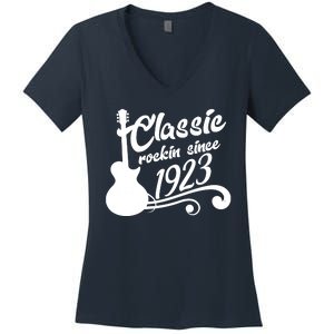 100th Birthday Classic Rockin Since 1923 Women's V-Neck T-Shirt