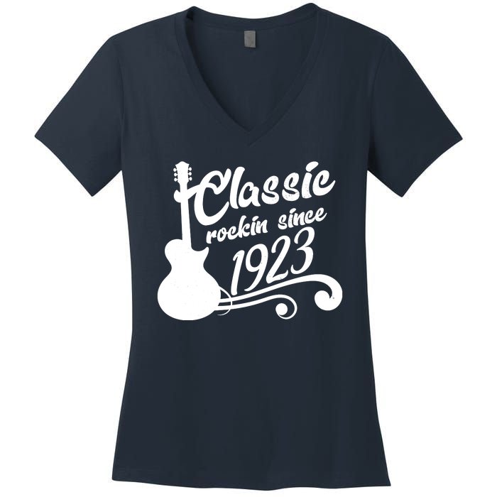 100th Birthday Classic Rockin Since 1923 Women's V-Neck T-Shirt