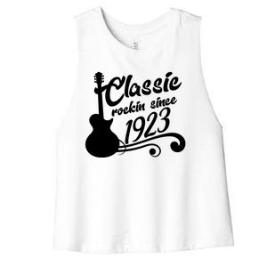 100th Birthday Classic Rockin Since 1923 Women's Racerback Cropped Tank