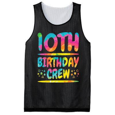 10th Birthday Crew Family, 10th Birthday Party Friends Group Mesh Reversible Basketball Jersey Tank