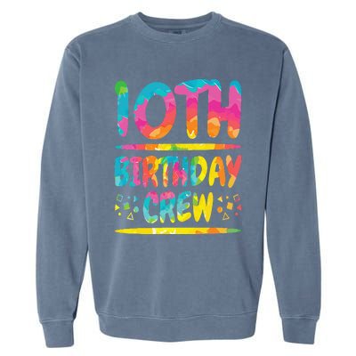 10th Birthday Crew Family, 10th Birthday Party Friends Group Garment-Dyed Sweatshirt