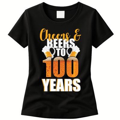 100th Birthday Cheers & Beers To 100 Years Womens T-Shirt