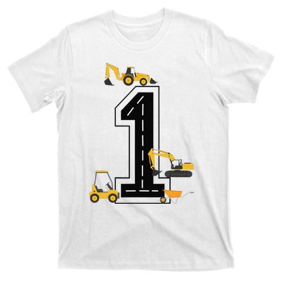 1st Birthday Crane Excavator Truck 1 Year Old Diggers T-Shirt