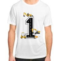 1st Birthday Crane Excavator Truck 1 Year Old Diggers Adult ChromaSoft Performance T-Shirt