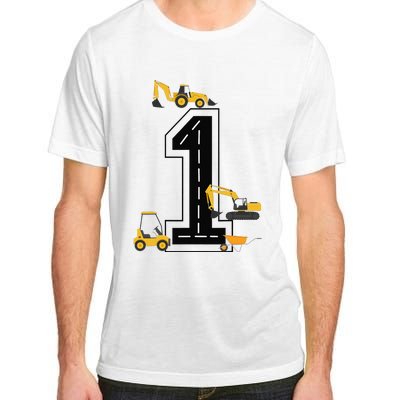 1st Birthday Crane Excavator Truck 1 Year Old Diggers Adult ChromaSoft Performance T-Shirt