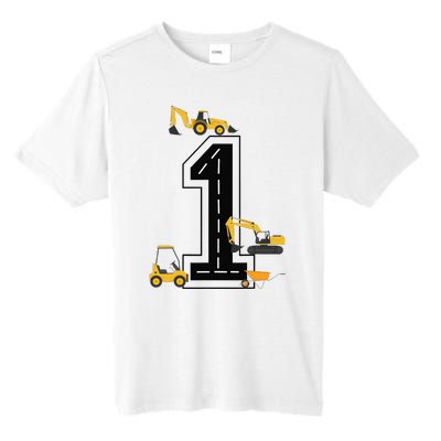 1st Birthday Crane Excavator Truck 1 Year Old Diggers Tall Fusion ChromaSoft Performance T-Shirt