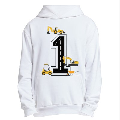 1st Birthday Crane Excavator Truck 1 Year Old Diggers Urban Pullover Hoodie