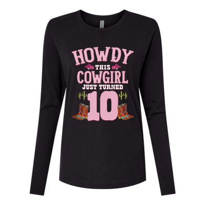 10th Birthday Cow Howdy Western Themed Birthday Womens Cotton Relaxed Long Sleeve T-Shirt