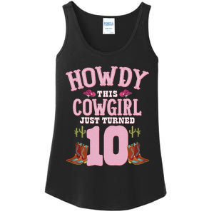 10th Birthday Cow Howdy Western Themed Birthday Ladies Essential Tank