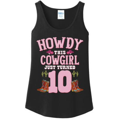 10th Birthday Cow Howdy Western Themed Birthday Ladies Essential Tank