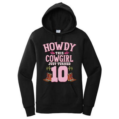 10th Birthday Cow Howdy Western Themed Birthday Women's Pullover Hoodie