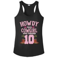 10th Birthday Cow Howdy Western Themed Birthday Ladies PosiCharge Competitor Racerback Tank