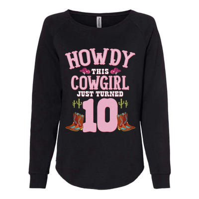 10th Birthday Cow Howdy Western Themed Birthday Womens California Wash Sweatshirt