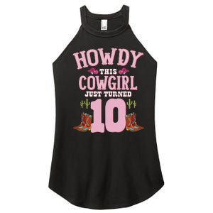 10th Birthday Cow Howdy Western Themed Birthday Women's Perfect Tri Rocker Tank