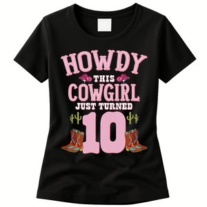 10th Birthday Cow Howdy Western Themed Birthday Women's T-Shirt