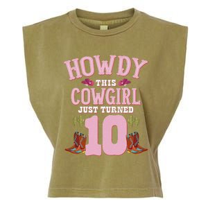 10th Birthday Cow Howdy Western Themed Birthday Garment-Dyed Women's Muscle Tee