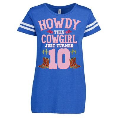 10th Birthday Cow Howdy Western Themed Birthday Enza Ladies Jersey Football T-Shirt