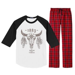 1883 Boho Cow Skull Cute Country Western Yellowstone Graphic Raglan Sleeve Pajama Set