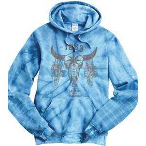 1883 Boho Cow Skull Cute Country Western Yellowstone Graphic Tie Dye Hoodie