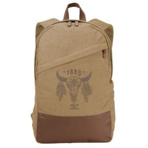 1883 Boho Cow Skull Cute Country Western Yellowstone Graphic Cotton Canvas Backpack