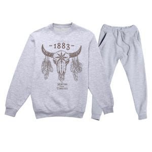 1883 Boho Cow Skull Cute Country Western Yellowstone Graphic Premium Crewneck Sweatsuit Set