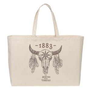 1883 Boho Cow Skull Cute Country Western Yellowstone Graphic Cotton Canvas Jumbo Tote