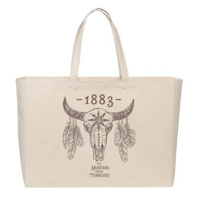 1883 Boho Cow Skull Cute Country Western Yellowstone Graphic Cotton Canvas Jumbo Tote