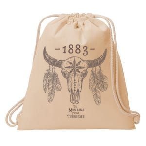 1883 Boho Cow Skull Cute Country Western Yellowstone Graphic Drawstring Bag