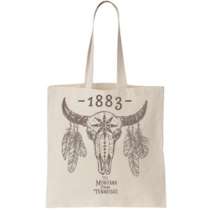 1883 Boho Cow Skull Cute Country Western Yellowstone Graphic Tote Bag